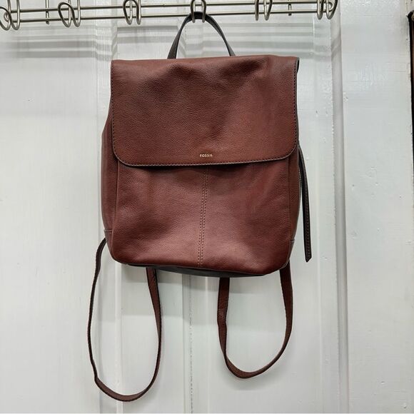 FOSSIL brown Leather Claire Backpack Top Handle Purse Handbag SHB1932213 - Picture 2 of 9